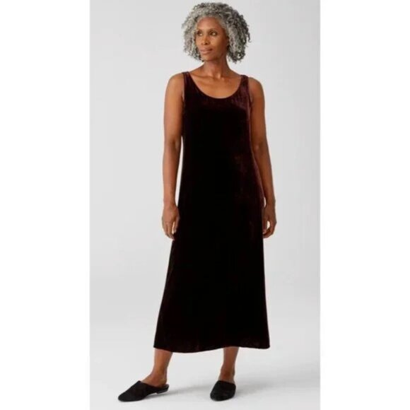 Eileen Fisher Purple Velvet Maxi Dress - Picture 1 of 9